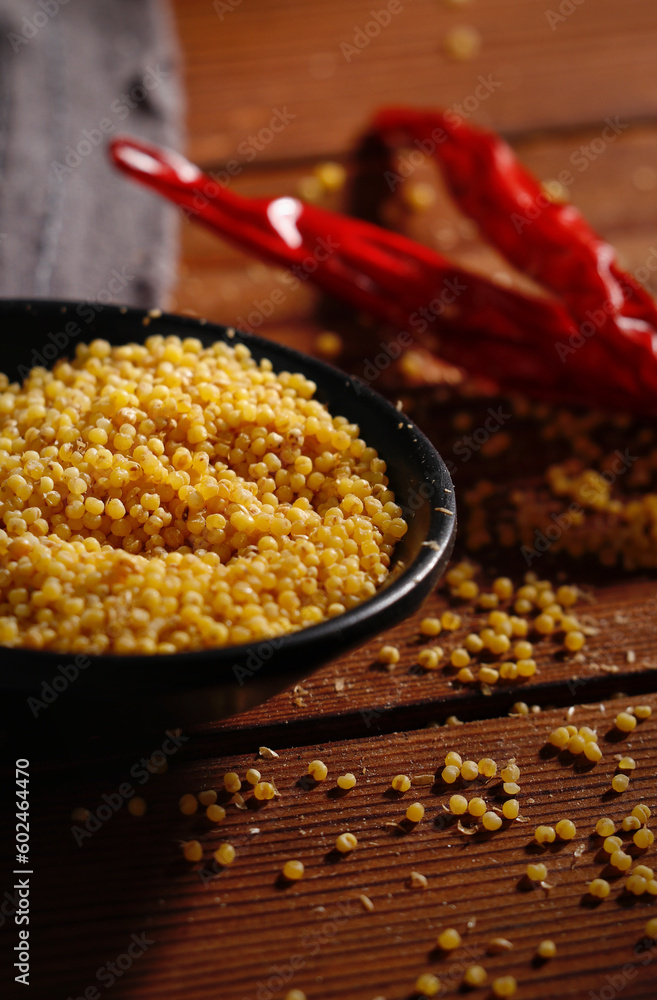 Panicum miliaceum is scientific name of Proso Millet cereal grain. Also