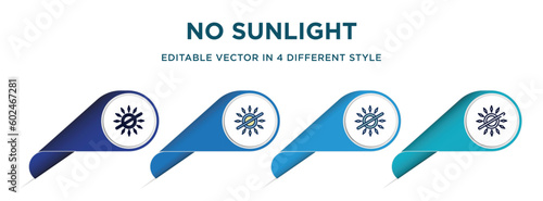 no sunlight icon in 4 different styles such as filled, color, glyph, colorful, lineal color. set of vector for web, mobile, ui