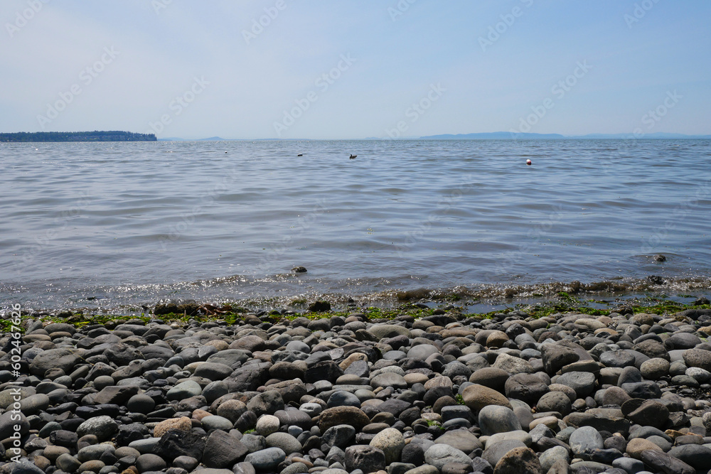 View of the Pacific Ocean as seen from Birch Bay in Washington State, USA