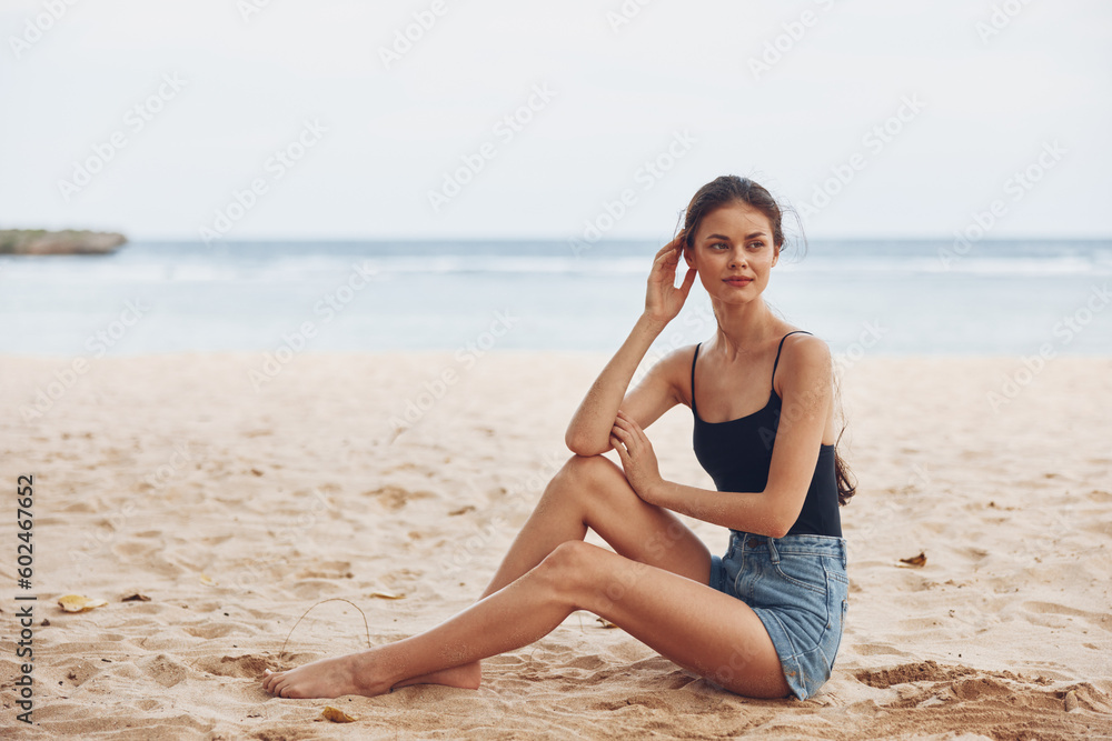 travel woman nature holiday vacation smile beach sea sand freedom sitting travel woman nature holiday vacation smile beach sea sand freedom sitting