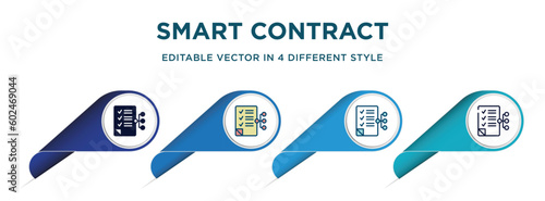 smart contract icon in 4 different styles such as filled, color, glyph, colorful, lineal color. set of vector for web, mobile, ui
