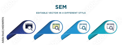 sem icon in 4 different styles such as filled, color, glyph, colorful, lineal color. set of vector for web, mobile, ui