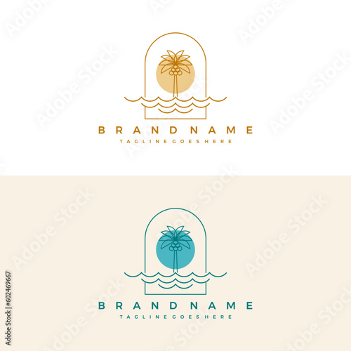 Luxury palm tree vintage logo vector template  