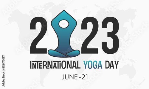 2023 Concept International Yoga Day healthy fitness with exercise medication vector banner template