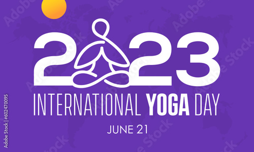 2023 Concept International Yoga Day healthy fitness with exercise medication vector banner template