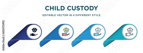 child custody icon in 4 different styles such as filled, color, glyph, colorful, lineal color. set of vector for web, mobile, ui