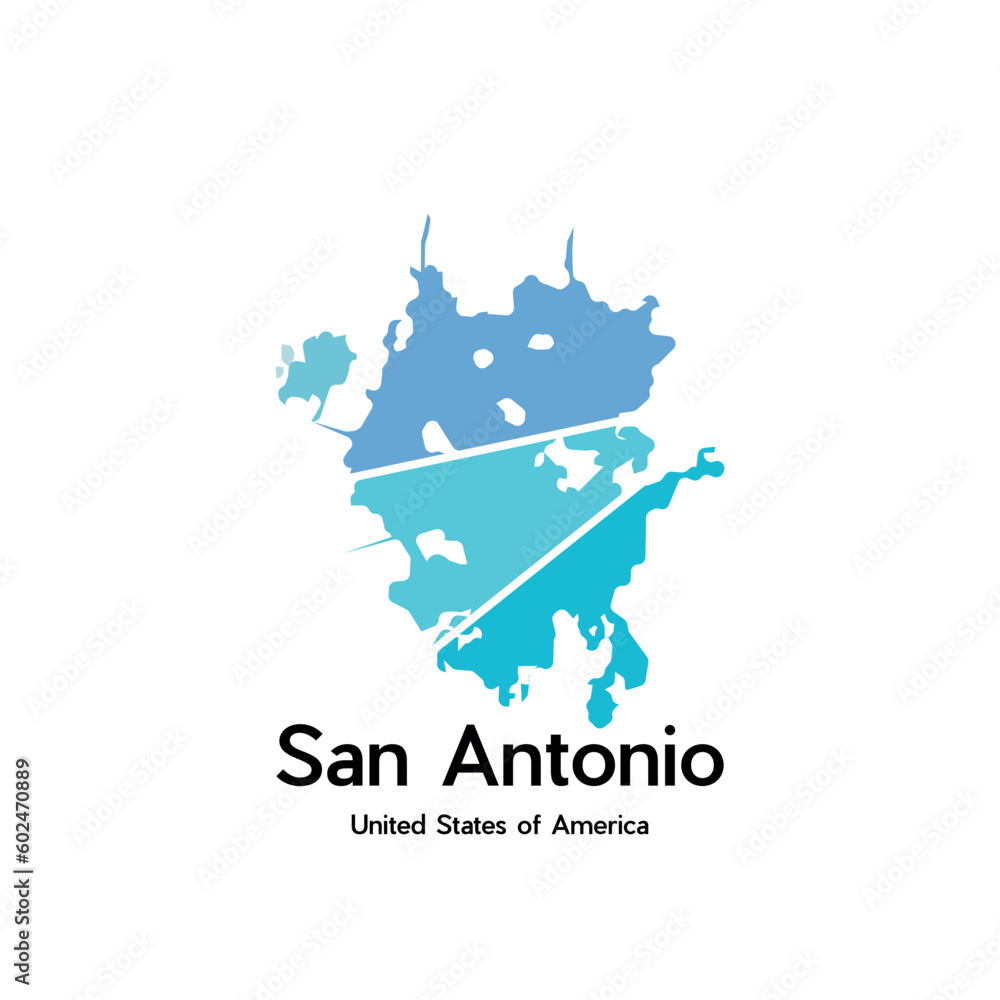 Map Of San Antonio City Geometric Creative Logo