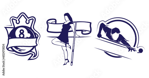 Set of billiards logo championship template