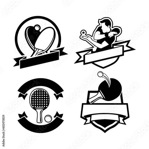 Set of table tennis logo template. Ping-pong logo vector illustration