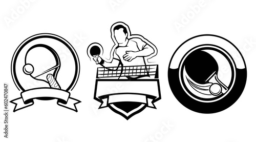Set of table tennis logo template. Ping-pong logo vector illustration