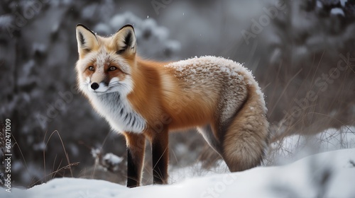 red fox in snow © Hussam