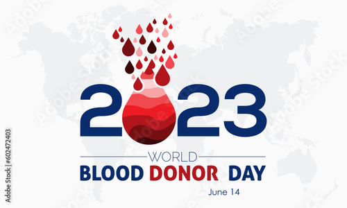 2023 Concept World Blood Donor Day health vector banner illustration template. Plasma, charity, support, life help concept design.