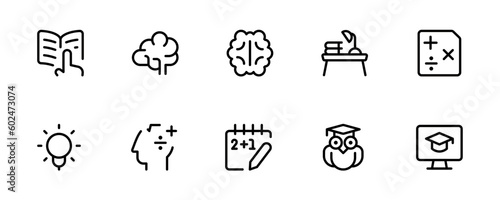 Education and Learning icon, studying icon set vector design with Editable Stroke. Line, Solid, Flat Line, thin style and Suitable for Web Page, Mobile App, UI, UX design.
