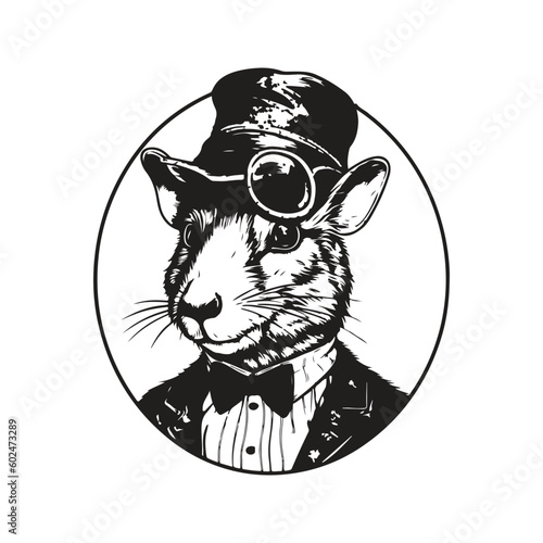 Photos agouti gambler, vintage logo line art concept black and white color, hand drawn