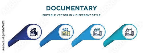 documentary icon in 4 different styles such as filled, color, glyph, colorful, lineal color. set of vector for web, mobile, ui