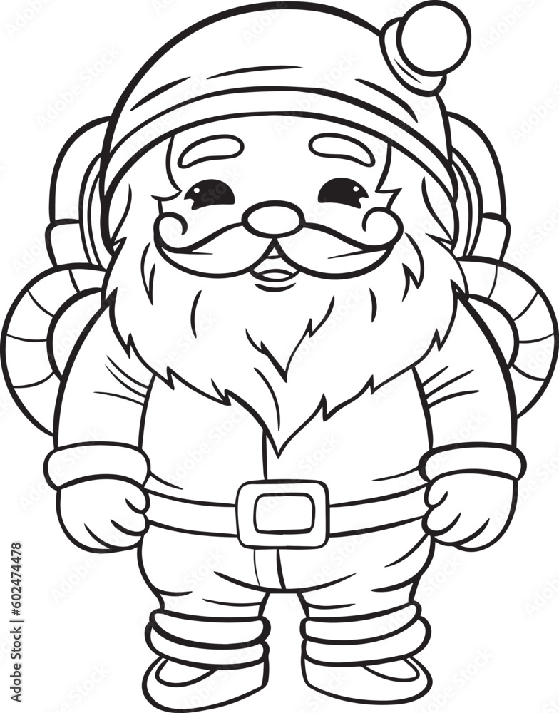 Santa Claus with a jetpack. Christmas coloring page for kids. Santa Claus with a jetpack. Christmas coloring page for kids.