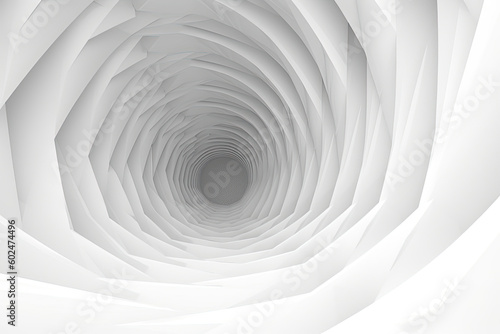 3d rendering, abstract futuristic background. White spiral tunnel.