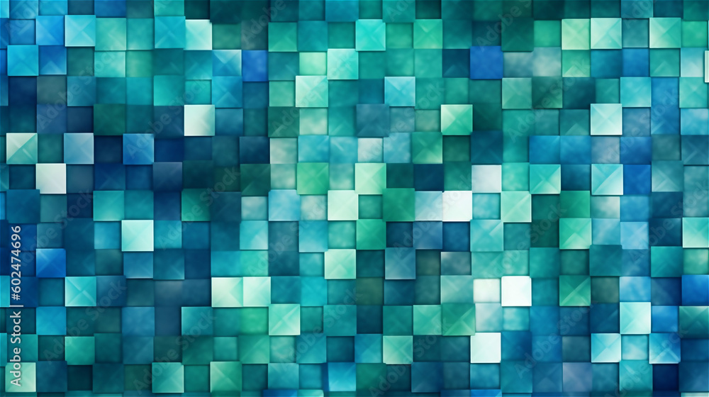Generative AI, Blue and Green Digital Abstract Pattern for Environmental Awareness