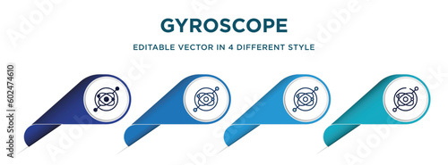 gyroscope icon in 4 different styles such as filled, color, glyph, colorful, lineal color. set of vector for web, mobile, ui