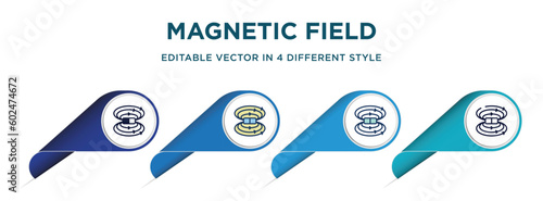 magnetic field icon in 4 different styles such as filled, color, glyph, colorful, lineal color. set of vector for web, mobile, ui