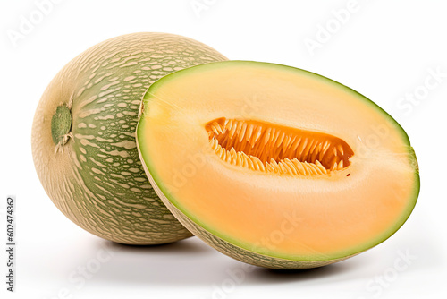 cantaloupe melon isolated on white background full depth of field