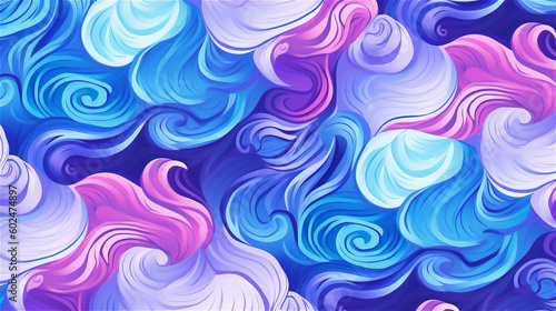 Generative AI, Digital Mindfulness - Abstract Pattern in Purple and Blue