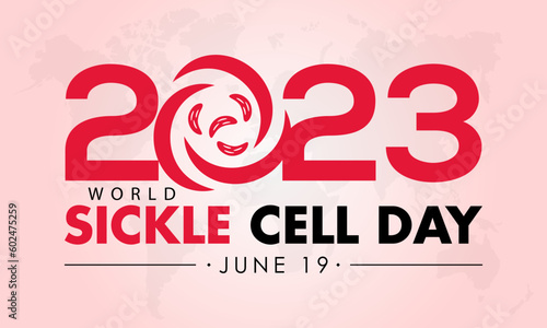2023 Concept World Sickle Cell Day health prevention concept vector banner template. Hemoglobin care, diagnosis, health treatment theme.