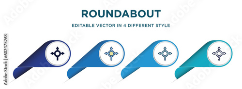 roundabout icon in 4 different styles such as filled, color, glyph, colorful, lineal color. set of vector for web, mobile, ui
