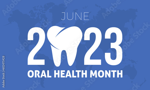 2023 Concept Oral Health Month cavity, hygiene, mouth vector illustration template