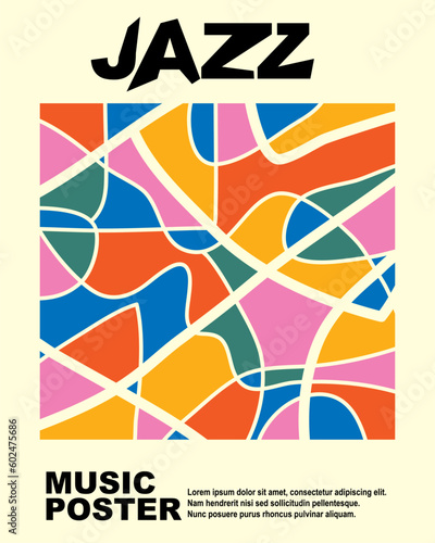 Vector template hand drawn abstract jazz poster
