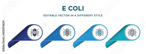e coli icon in 4 different styles such as filled, color, glyph, colorful, lineal color. set of vector for web, mobile, ui