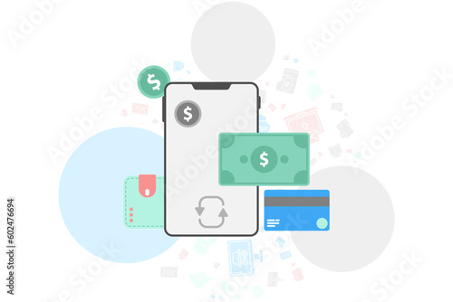 financial account on smartphone, online payment