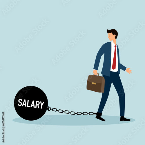 Wages salary slavery businessman worker concept vector illustration.