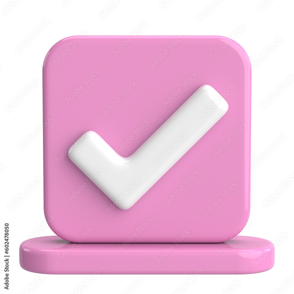 3D checkbox. Check mark. 3D illustration. 3D checkbox. Check mark. 3D illustration.