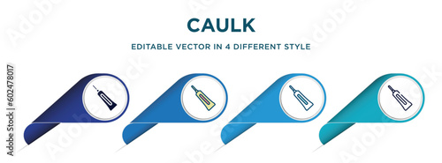 caulk icon in 4 different styles such as filled, color, glyph, colorful, lineal color. set of vector for web, mobile, ui