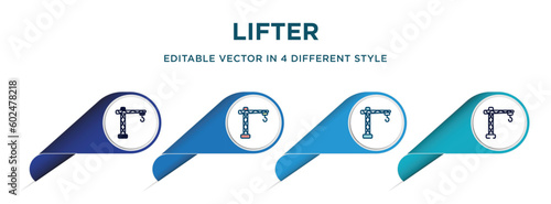 lifter icon in 4 different styles such as filled, color, glyph, colorful, lineal color. set of vector for web, mobile, ui