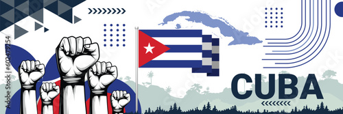 Celebrate Cuba independence in style with bold and iconic flag colors. raising fist in protest or showing your support, this design is sure to catch the eye and ignite your patriotic spirit!