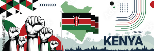 Celebrate Kenya independence in style with bold and iconic flag colors. raising fist in protest or showing your support, this design is sure to catch the eye and ignite your patriotic spirit!