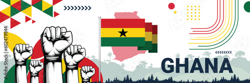 Celebrate Ghana independence in style with bold and iconic flag colors. raising fist in protest or showing your support, this design is sure to catch the eye and ignite your patriotic spirit!