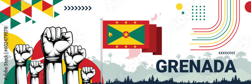 Celebrate Grenada independence in style with bold and iconic flag colors. raising fist in protest or showing your support, this design is sure to catch the eye and ignite your patriotic spirit!