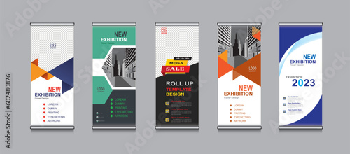 Roll up banner template design,banner layout, advertisement, pull up, polygon background.