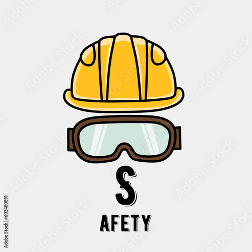 illustration vector of safety helmet with glasses perfect for symbol,sign,etc.