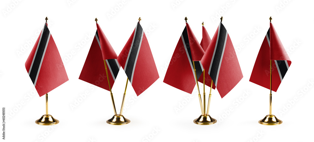 Small national flags of the Trinidad and Tobago on a white background