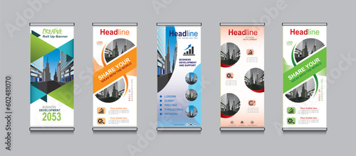 Roll up banner template design,banner layout, advertisement, pull up, polygon background.
