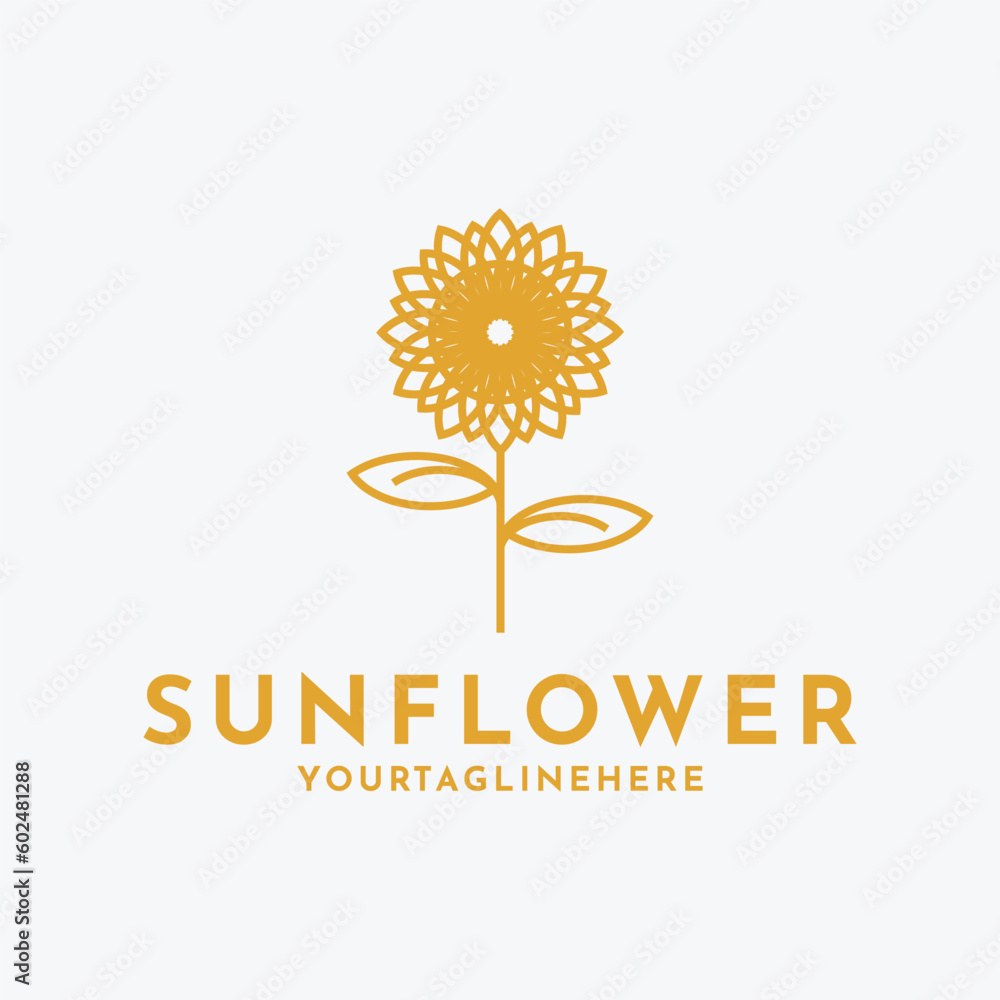 Fototapeta premium minimalist sun flower logo design template