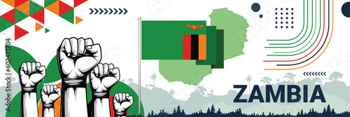 Celebrate Zambia independence in style with bold and iconic flag colors. raising fist in protest or showing your support, this design is sure to catch the eye and ignite your patriotic spirit!