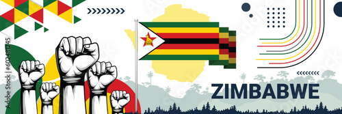 Celebrate Zimbabwe independence in style with bold and iconic flag colors. raising fist in protest or showing your support, this design is sure to catch the eye and ignite your patriotic spirit!