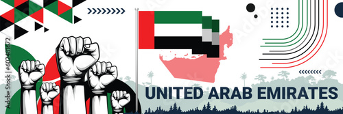 United Arab Emirates independence in style with bold and iconic flag colors. raising fist in protest or showing your support, this design is sure to catch the eye and ignite your patriotic spirit!