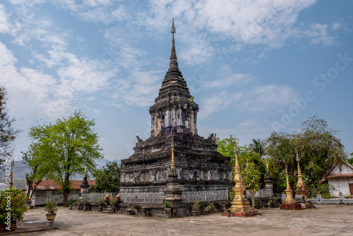 Ancient stupa at Wat Hosian Voravihane Buddhist Temple in Luang Prabang Laos