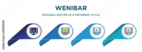 wenibar icon in 4 different styles such as filled, color, glyph, colorful, lineal color. set of vector for web, mobile, ui